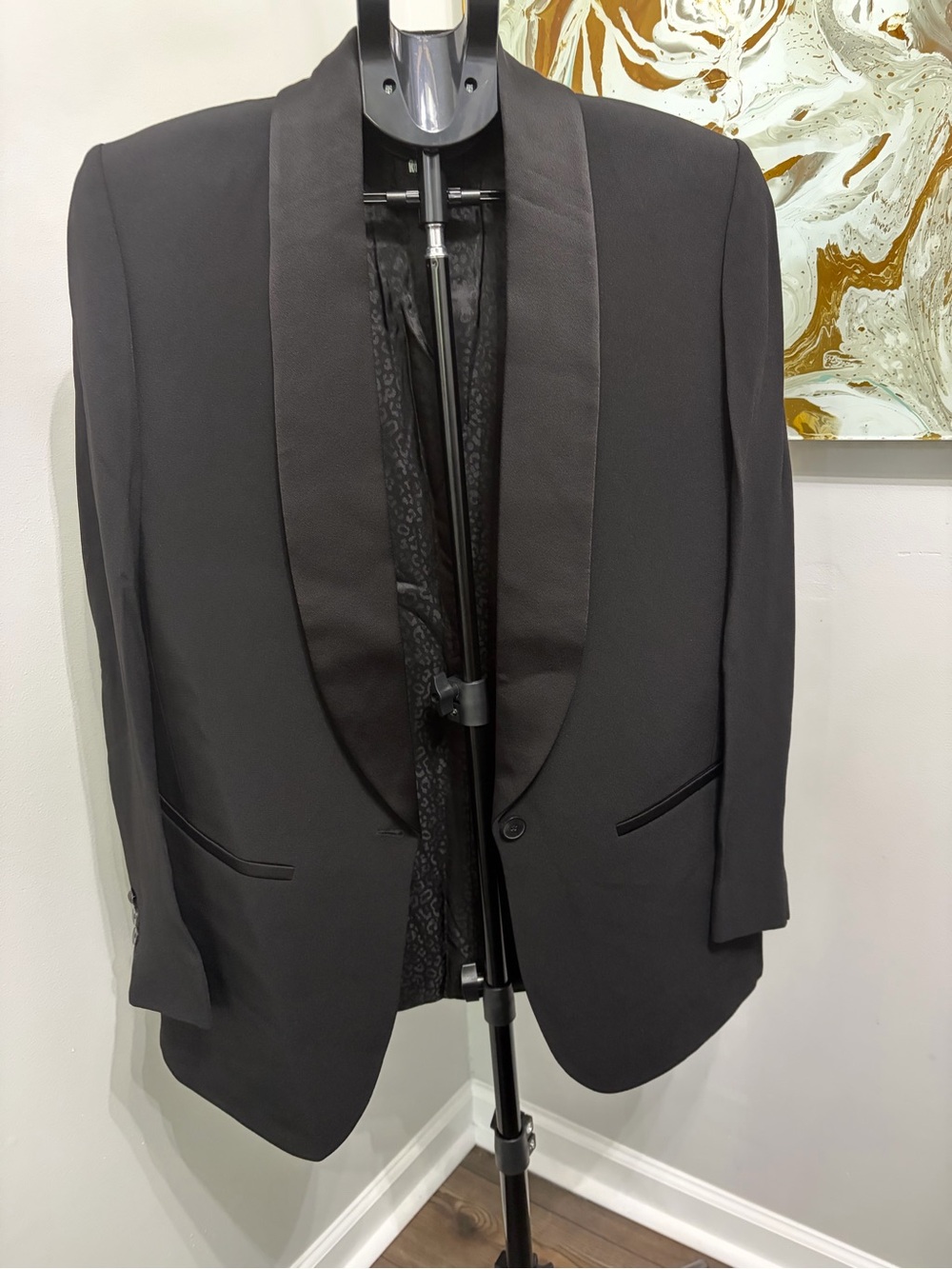 The Kooples Black Satin Shawl Lapel Women's Blazer